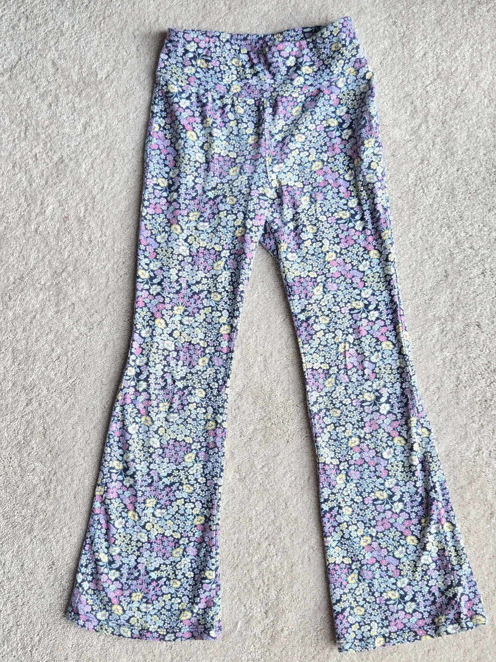 GAP Organic Cotton Floral Purple Kids Leggings with Yellow and Pink Flowers